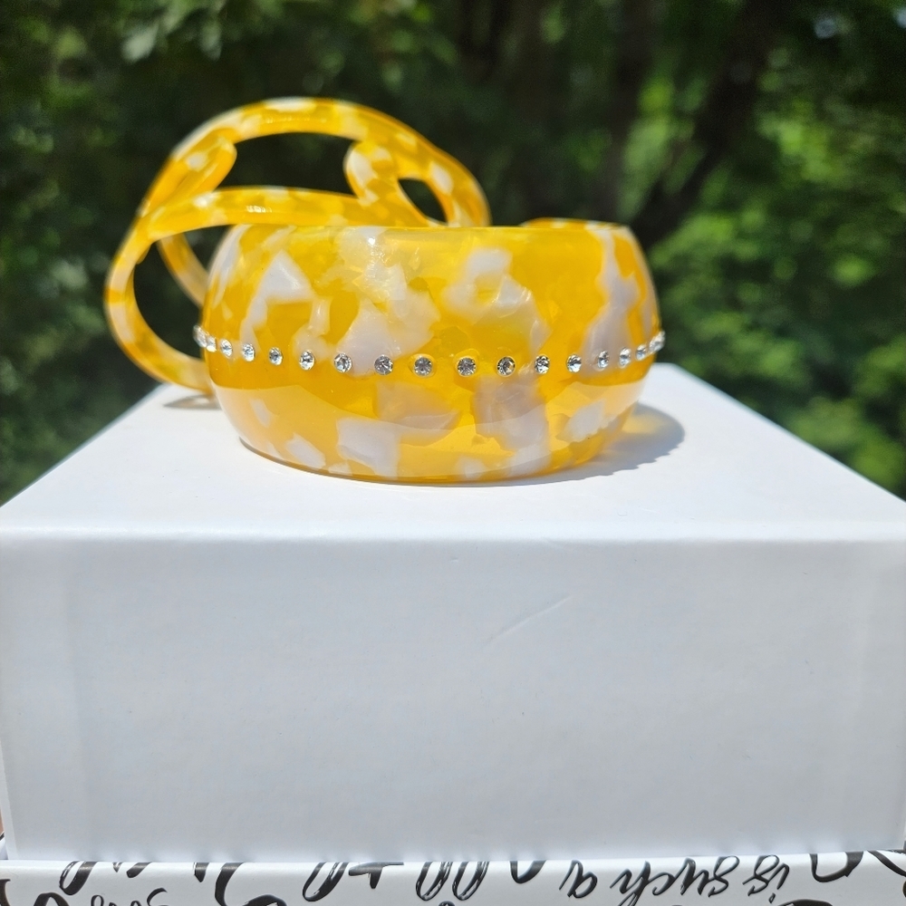 Sassy Jones Zaria Crystal Bangle Bracelets Set - Lemon